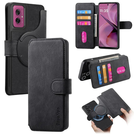 For Motorola Moto G55 5G Case CASENEO Detachable Magnetic RFID Block Leather Phone Wallet Cover - Black