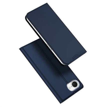 For iPhone 16e Case DUX DUCIS Skin Pro Series Leather Cover Card Holder - Blue
