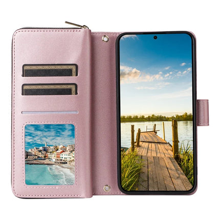 For Samsung Galaxy A26 5G Case Zipper Pocket PU Leather Cover with 9 Card Slots