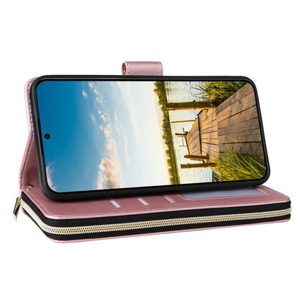 For Samsung Galaxy A26 5G Case Zipper Pocket PU Leather Cover with 9 Card Slots