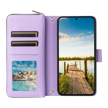 For Samsung Galaxy A26 5G Case Zipper Pocket PU Leather Cover with 9 Card Slots