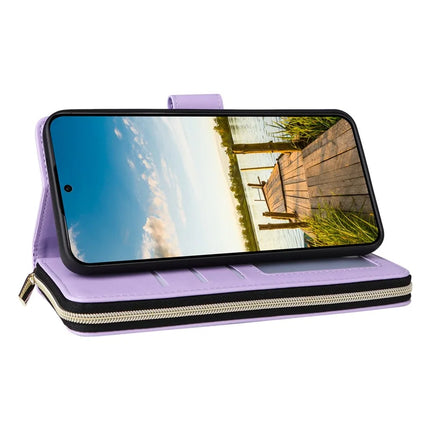 For Samsung Galaxy A26 5G Case Zipper Pocket PU Leather Cover with 9 Card Slots