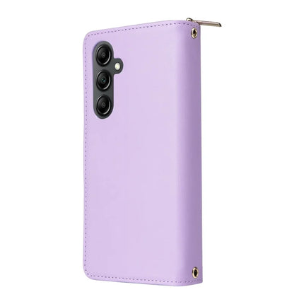 For Samsung Galaxy A26 5G Case Zipper Pocket PU Leather Cover with 9 Card Slots