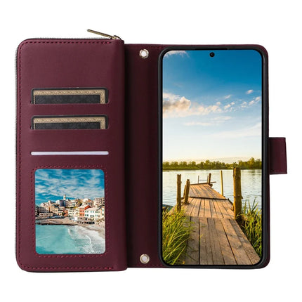 For Samsung Galaxy A26 5G Case Zipper Pocket PU Leather Cover with 9 Card Slots