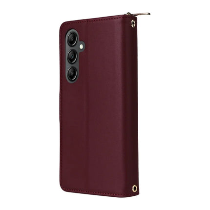 For Samsung Galaxy A26 5G Case Zipper Pocket PU Leather Cover with 9 Card Slots