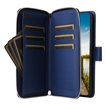 For Samsung Galaxy A26 5G Case Zipper Pocket PU Leather Cover with 9 Card Slots