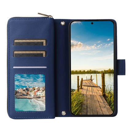 For Samsung Galaxy A26 5G Case Zipper Pocket PU Leather Cover with 9 Card Slots