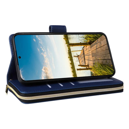For Samsung Galaxy A26 5G Case Zipper Pocket PU Leather Cover with 9 Card Slots