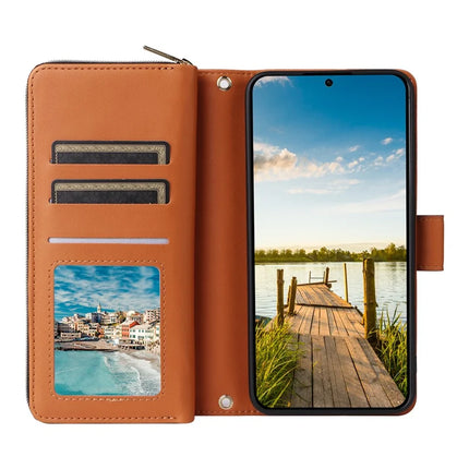 For Samsung Galaxy A26 5G Case Zipper Pocket PU Leather Cover with 9 Card Slots