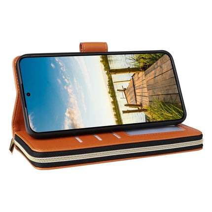 For Samsung Galaxy A26 5G Case Zipper Pocket PU Leather Cover with 9 Card Slots