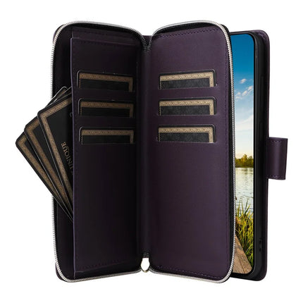For Samsung Galaxy A26 5G Case Zipper Pocket PU Leather Cover with 9 Card Slots