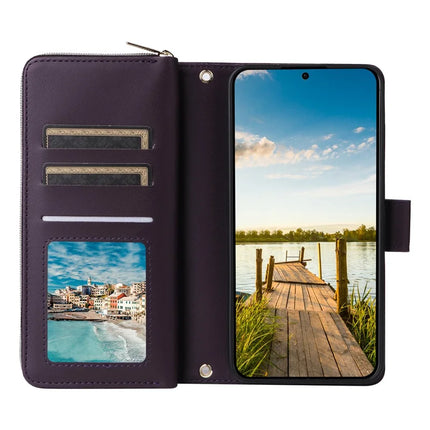 For Samsung Galaxy A26 5G Case Zipper Pocket PU Leather Cover with 9 Card Slots