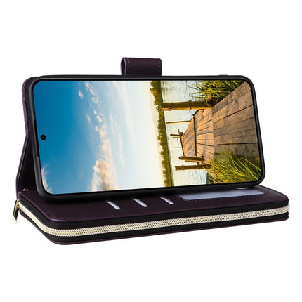 For Samsung Galaxy A26 5G Case Zipper Pocket PU Leather Cover with 9 Card Slots