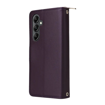 For Samsung Galaxy A26 5G Case Zipper Pocket PU Leather Cover with 9 Card Slots