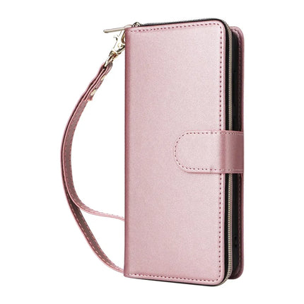 For Samsung Galaxy A56 5G Case Zipper Pocket PU Leather Cover with 9 Card Slots