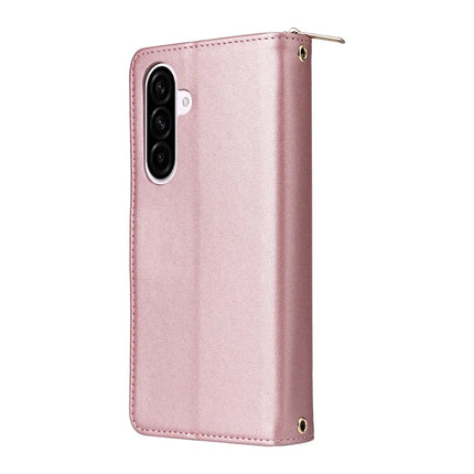 For Samsung Galaxy A56 5G Case Zipper Pocket PU Leather Cover with 9 Card Slots