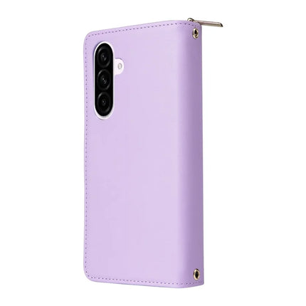For Samsung Galaxy A56 5G Case Zipper Pocket PU Leather Cover with 9 Card Slots