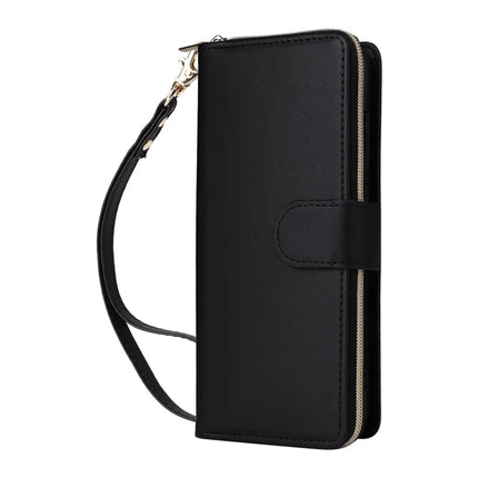For Samsung Galaxy A56 5G Case Zipper Pocket PU Leather Cover with 9 Card Slots