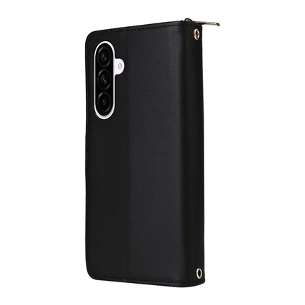 For Samsung Galaxy A56 5G Case Zipper Pocket PU Leather Cover with 9 Card Slots