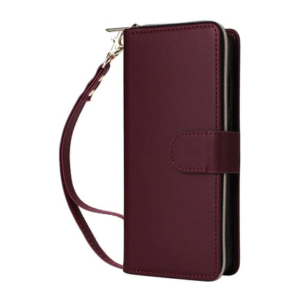 For Samsung Galaxy A56 5G Case Zipper Pocket PU Leather Cover with 9 Card Slots