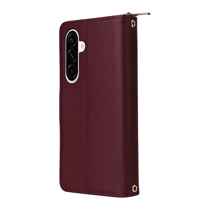 For Samsung Galaxy A56 5G Case Zipper Pocket PU Leather Cover with 9 Card Slots
