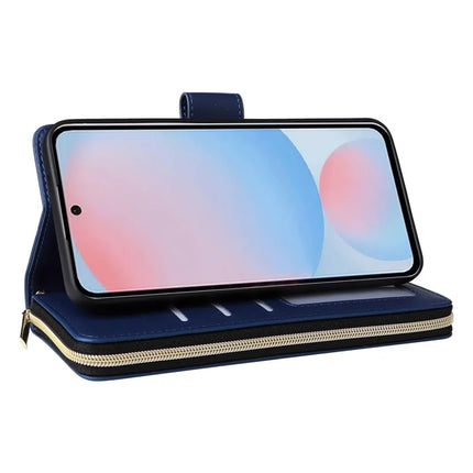 For Samsung Galaxy A56 5G Case Zipper Pocket PU Leather Cover with 9 Card Slots