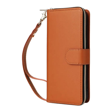 For Samsung Galaxy A56 5G Case Zipper Pocket PU Leather Cover with 9 Card Slots