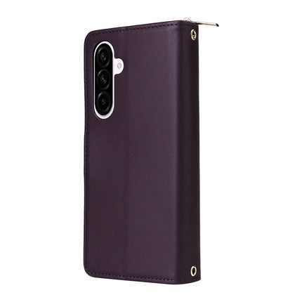 For Samsung Galaxy A56 5G Case Zipper Pocket PU Leather Cover with 9 Card Slots