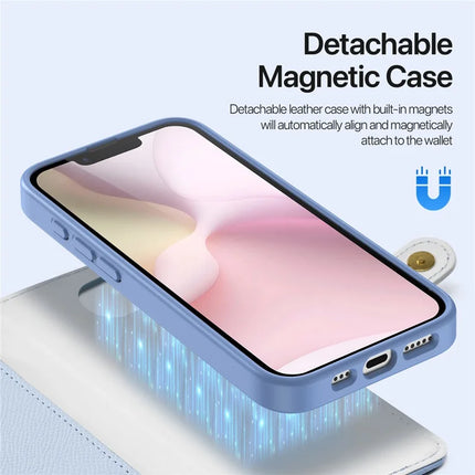 For iPhone 16e Case DUX DUCIS Lawa Series Detachable Magnetic Cowhide Leather Cover Zipper Wallet