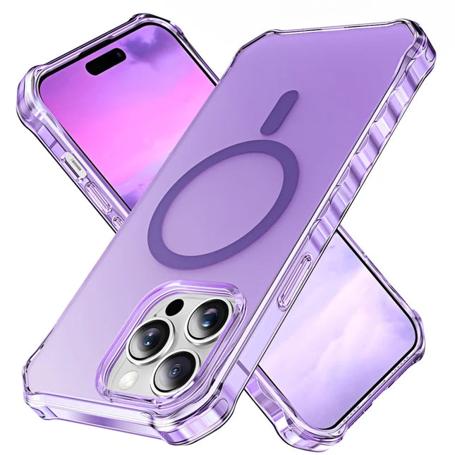 For iPhone 16 Pro Case Compatible with MagSafe Small Wavy Edge PC + TPU Phone Cover - Purple