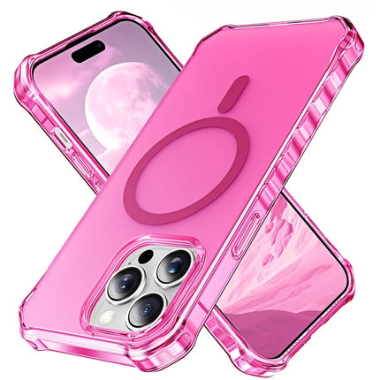 For iPhone 16 Pro Case Compatible with MagSafe Small Wavy Edge PC + TPU Phone Cover - Rose