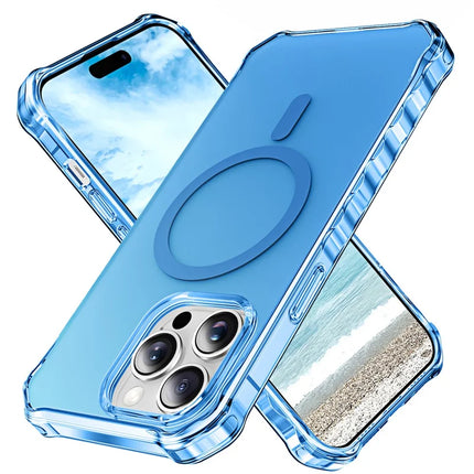For iPhone 16 Pro Case Compatible with MagSafe Small Wavy Edge PC + TPU Phone Cover - Blue