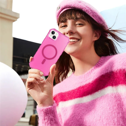 For iPhone 14 Case Compatible with MagSafe Small Wavy Edge PC + TPU Phone Cover