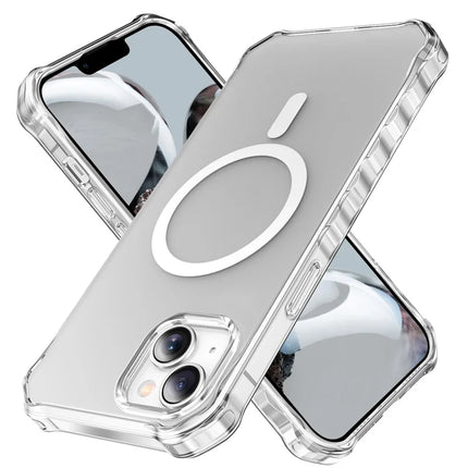 For iPhone 14 Case Compatible with MagSafe Small Wavy Edge PC + TPU Phone Cover - Transparent