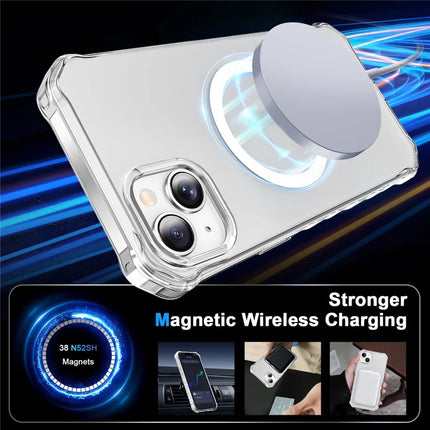For iPhone 14 Case Compatible with MagSafe Small Wavy Edge PC + TPU Phone Cover