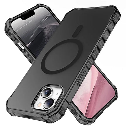For iPhone 13 Case Compatible with MagSafe Small Wavy Edge PC + TPU Phone Cover - Black