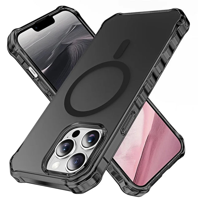 For iPhone 13 Pro Max Case Compatible with MagSafe Small Wavy Edge PC + TPU Phone Cover - Black