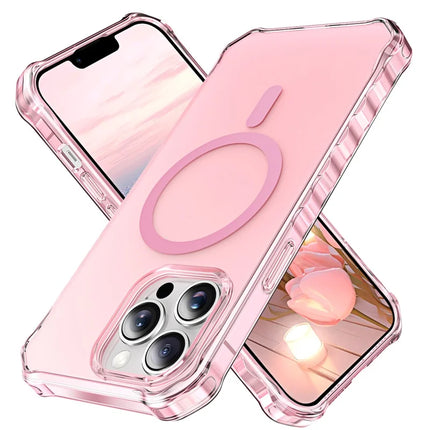 For iPhone 13 Pro Max Case Compatible with MagSafe Small Wavy Edge PC + TPU Phone Cover - Pink