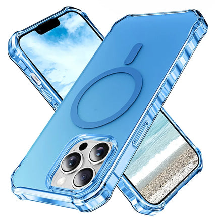 For iPhone 13 Pro Max Case Compatible with MagSafe Small Wavy Edge PC + TPU Phone Cover - Blue