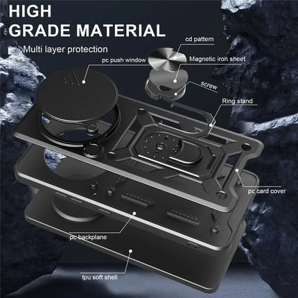 For Realme 13+ 5G Case with Slide Camera Lid PC + TPU Kickstand Phone Cover