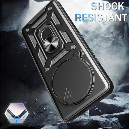 For Realme 13+ 5G Case with Slide Camera Lid PC + TPU Kickstand Phone Cover