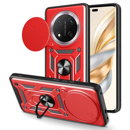 For Honor X60 Pro 5G / Magic7 Lite 5G / X9c 5G Case with Slide Camera Lid PC + TPU Kickstand Phone Cover - Red