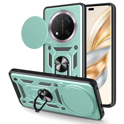 For Honor X60 Pro 5G / Magic7 Lite 5G / X9c 5G Case with Slide Camera Lid PC + TPU Kickstand Phone Cover - Green