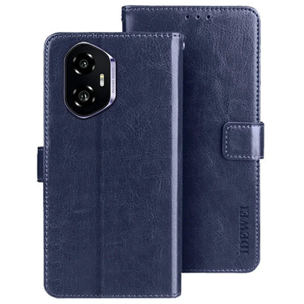 IDEWEI For Honor 300 Stand Case Crazy Horse Texture Leather Phone Cover - Dark Blue