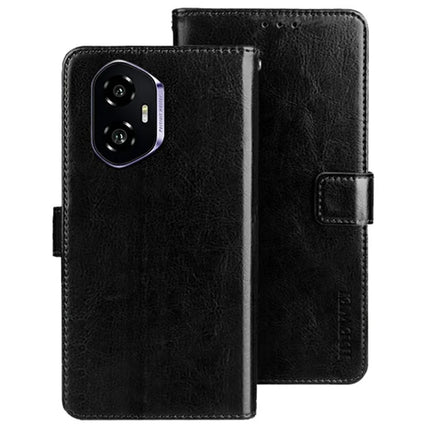 IDEWEI For Honor 300 Stand Case Crazy Horse Texture Leather Phone Cover - Black
