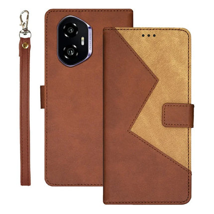 IDEWEI For Honor 300 Case Card Slots Splicing Color Leather Phone Cover - Brown
