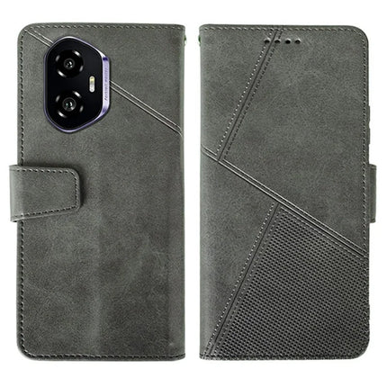 IDEWEI For Honor 300 Case Leather Wallet Phone Cover Stand Calf Texture - Grey
