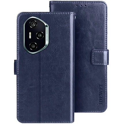 IDEWEI For Honor 300 Pro Stand Case Crazy Horse Texture Leather Phone Cover - Dark Blue