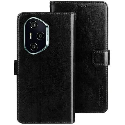 IDEWEI For Honor 300 Pro Stand Case Crazy Horse Texture Leather Phone Cover - Black