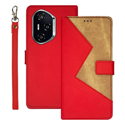 IDEWEI For Honor 300 Pro Case Card Slots Splicing Color Leather Phone Cover - Red